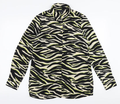 New Look Womens Multicoloured Animal Print Polyester Basic Blouse Size 10 Collared