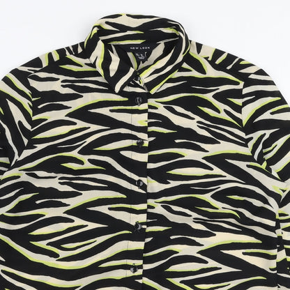New Look Womens Multicoloured Animal Print Polyester Basic Blouse Size 10 Collared