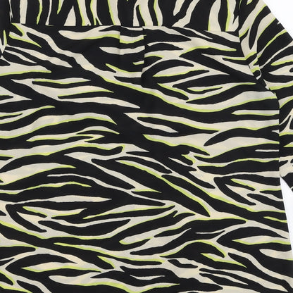 New Look Womens Multicoloured Animal Print Polyester Basic Blouse Size 10 Collared