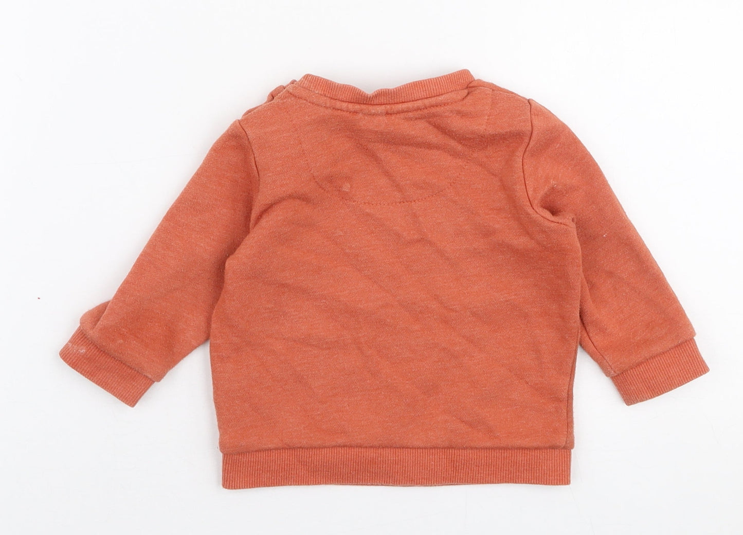 F&F Boys Orange  Cotton Jersey T-Shirt Size 3-6 Months Round Neck Snap - Sweater