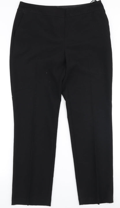 F&F Womens Black  Polyester Trousers  Size 12 L28 in Regular Zip