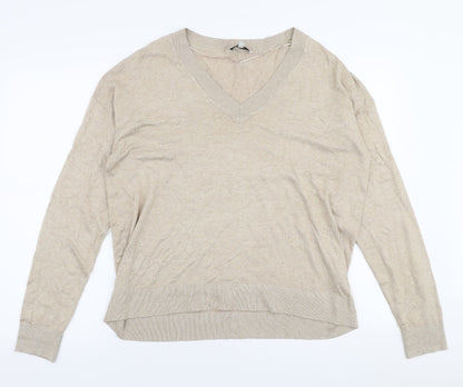 B Young Womens Beige Round Neck  Viscose Pullover Jumper Size L
