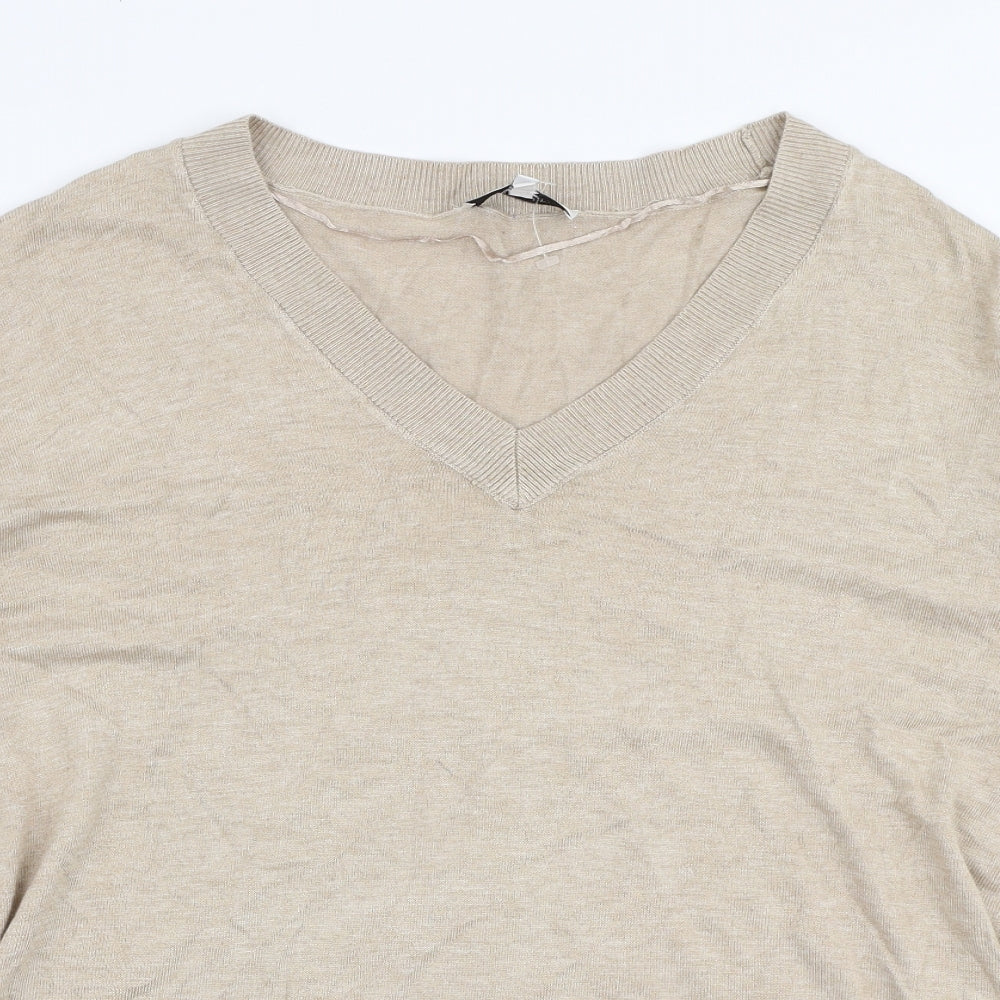 B Young Womens Beige Round Neck  Viscose Pullover Jumper Size L