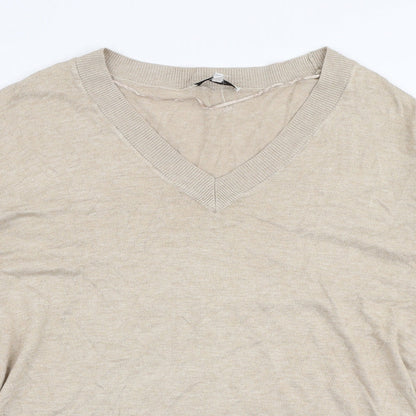 B Young Womens Beige Round Neck  Viscose Pullover Jumper Size L