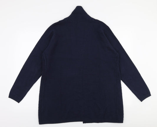 Isle Essentials Womens Blue V-Neck  Acrylic Cardigan Jumper Size M