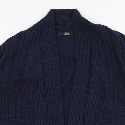 Isle Essentials Womens Blue V-Neck  Acrylic Cardigan Jumper Size M