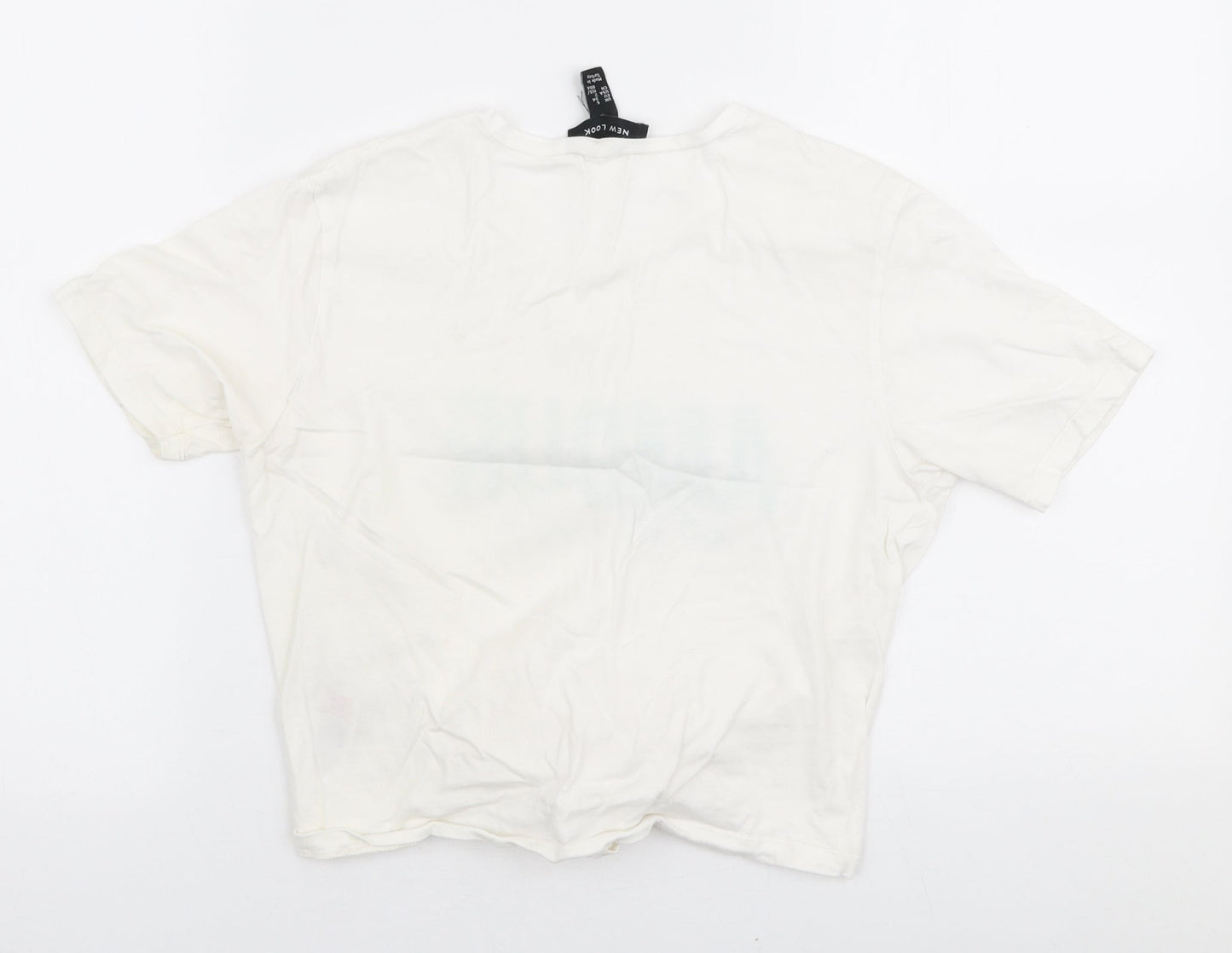 Womens UK Size 6 New Look White Cropped T-Shirt