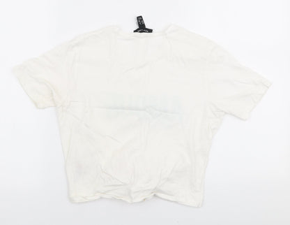 Womens UK Size 6 New Look White Cropped T-Shirt