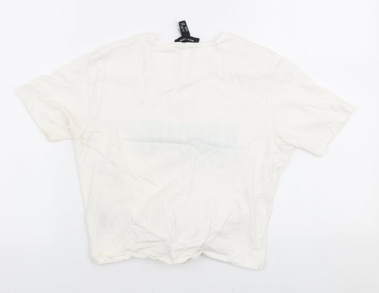 Womens UK Size 6 New Look White Cropped T-Shirt
