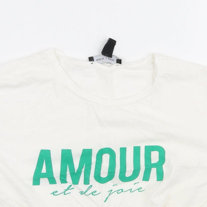 Womens UK Size 6 New Look White Cropped T-Shirt