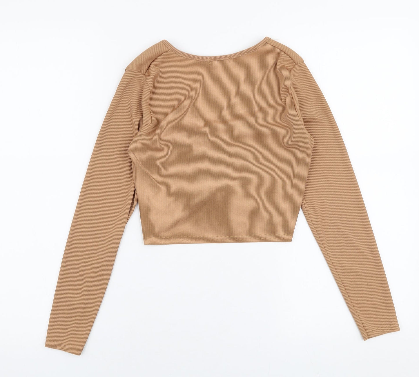 Boohoo Womens Brown  Polyester Basic Blouse Size 6 V-Neck