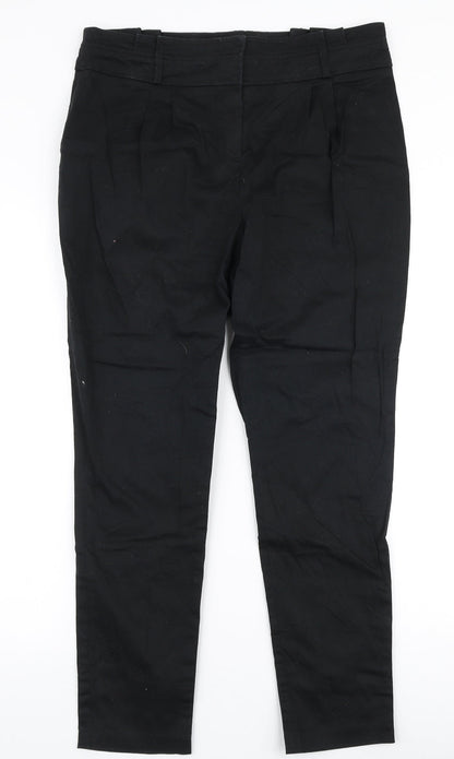 Red Herring Womens Black  Polyester Trousers  Size 12 L27 in Slim Zip
