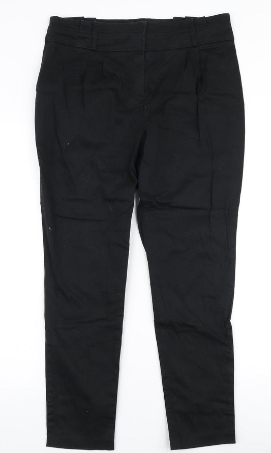 Red Herring Womens Black  Polyester Trousers  Size 12 L27 in Slim Zip