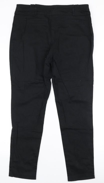 Red Herring Womens Black  Polyester Trousers  Size 12 L27 in Slim Zip