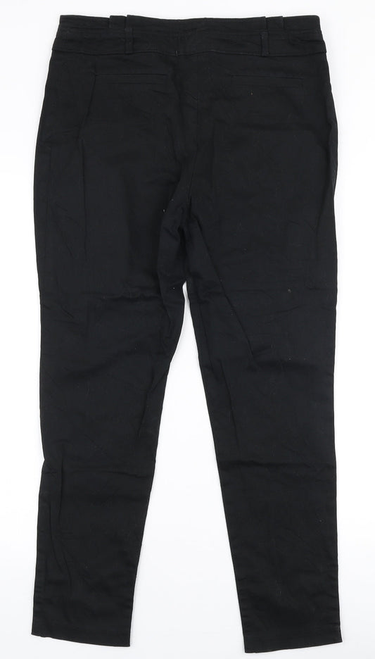 Red Herring Womens Black  Polyester Trousers  Size 12 L27 in Slim Zip