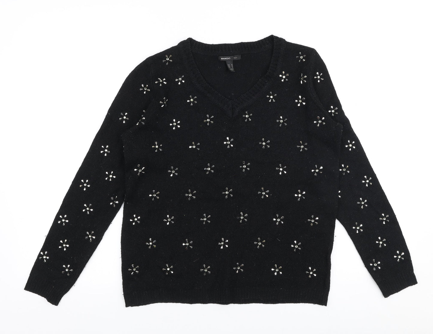 Womens UK Size M Mango Black Pullover Jumper