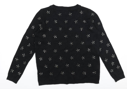 Womens UK Size M Mango Black Pullover Jumper