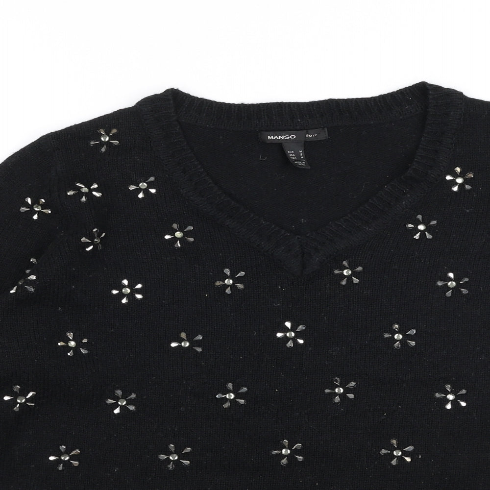 Womens UK Size M Mango Black Pullover Jumper