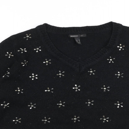Womens UK Size M Mango Black Pullover Jumper