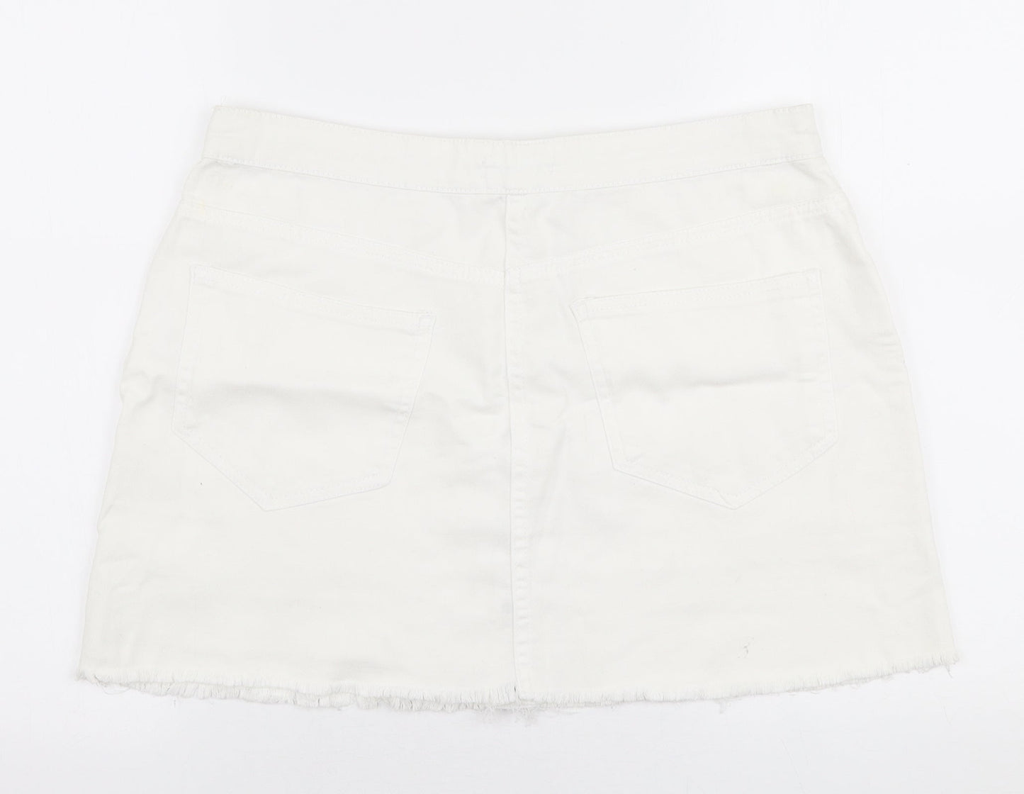 Pep & Co Womens White  Cotton A-Line Skirt Size 10   Button