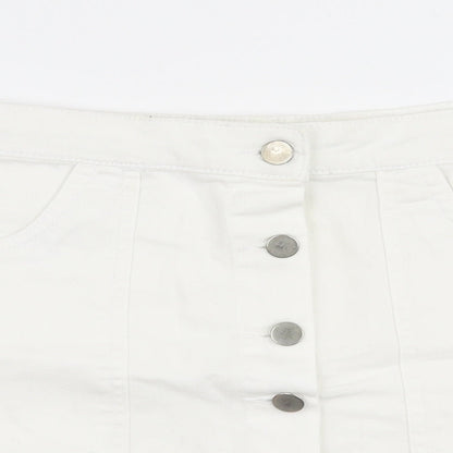 Pep & Co Womens White  Cotton A-Line Skirt Size 10   Button