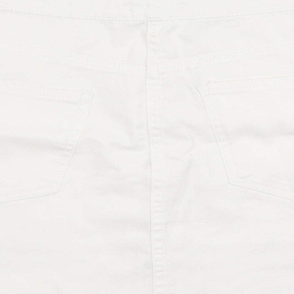 Pep & Co Womens White  Cotton A-Line Skirt Size 10   Button