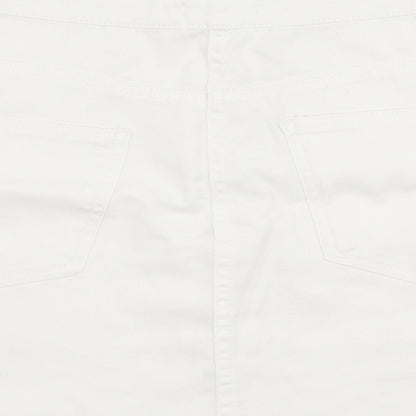 Pep & Co Womens White  Cotton A-Line Skirt Size 10   Button