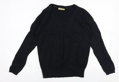 Avenue Womens Black Round Neck  100% Cotton Pullover Jumper Size M