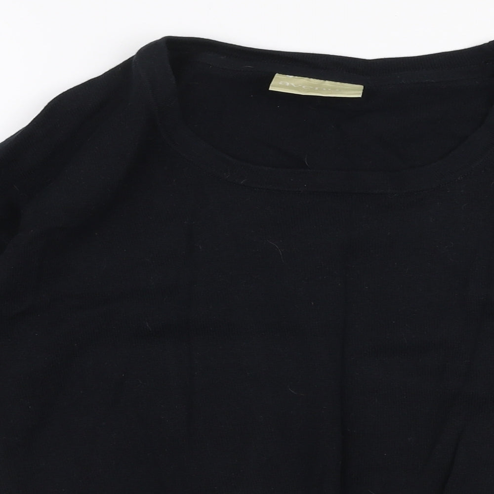 Avenue Womens Black Round Neck  100% Cotton Pullover Jumper Size M