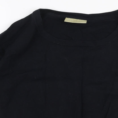 Avenue Womens Black Round Neck  100% Cotton Pullover Jumper Size M