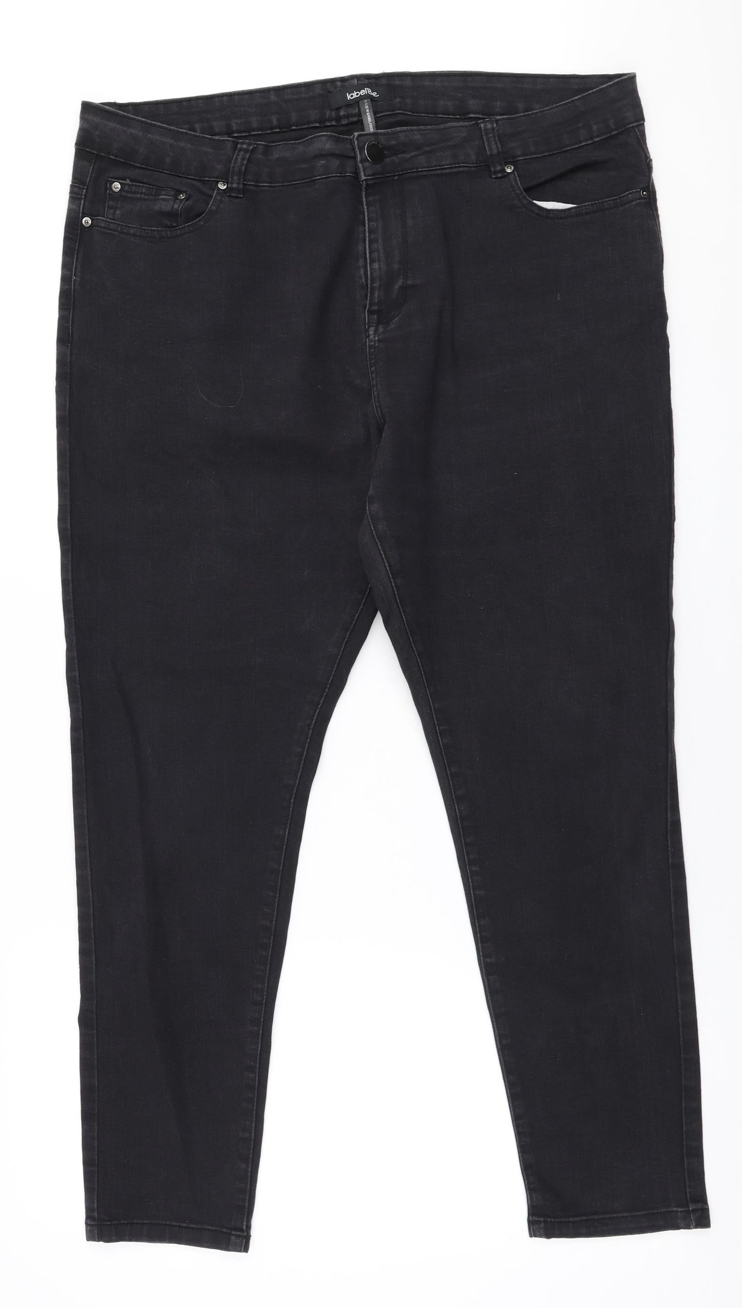 Label Be Womens Black  Cotton Skinny Jeans Size 18 L28 in Slim Zip