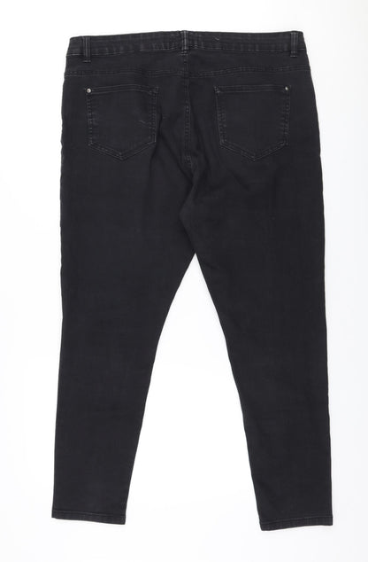 Label Be Womens Black  Cotton Skinny Jeans Size 18 L28 in Slim Zip