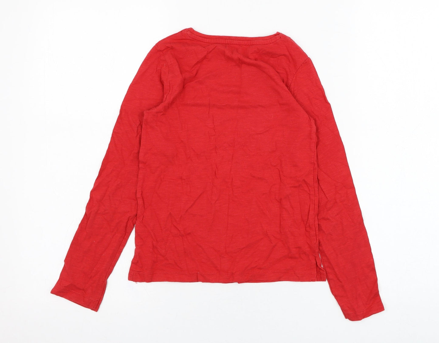 Dunnes Stores Girls Red  Cotton Basic T-Shirt Size 9 Years Roll Neck Pullover - Flower