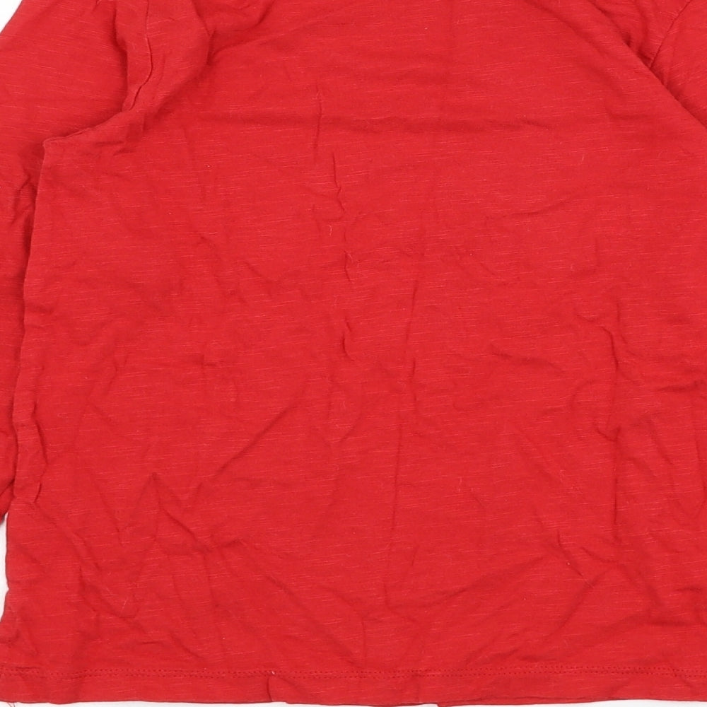 Dunnes Stores Girls Red  Cotton Basic T-Shirt Size 9 Years Roll Neck Pullover - Flower