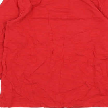 Dunnes Stores Girls Red  Cotton Basic T-Shirt Size 9 Years Roll Neck Pullover - Flower