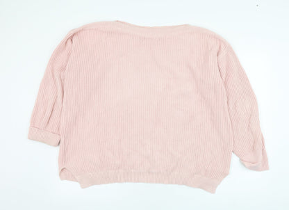 Marks and Spencer Womens Pink Round Neck  Cotton Pullover Jumper Size XL