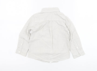 United Colors of Benetton Boys Ivory Striped Cotton Basic Button-Up Size 18-24 Months Collared Button