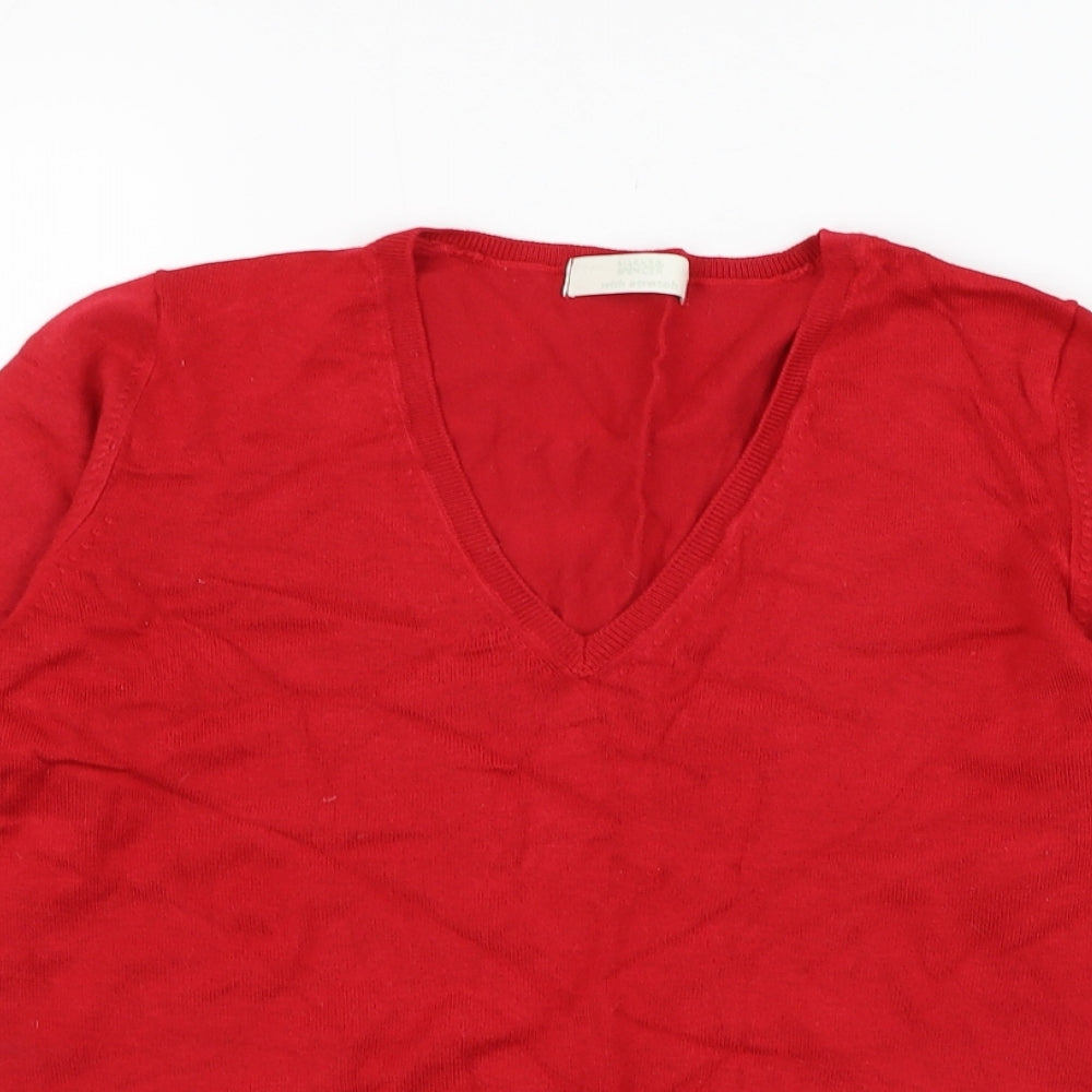 Womens UK Size 12 Marks and Spencer Red Pullover Jumper