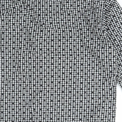H&M Mens Black Check Cotton  Button-Up Size M Collared Button