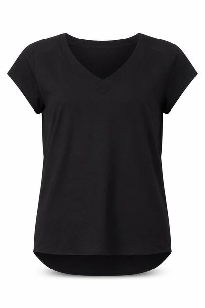 H&M Womens Black  Polyester Basic T-Shirt Size 34 V-Neck
