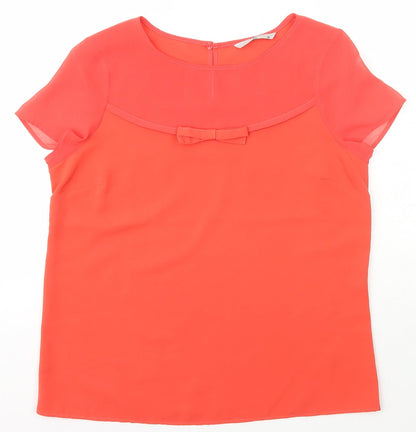 TU Womens Orange  Polyester Basic T-Shirt Size 10 Scoop Neck