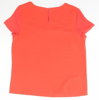 TU Womens Orange  Polyester Basic T-Shirt Size 10 Scoop Neck