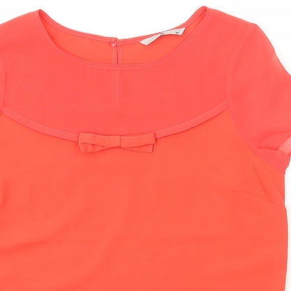 TU Womens Orange  Polyester Basic T-Shirt Size 10 Scoop Neck