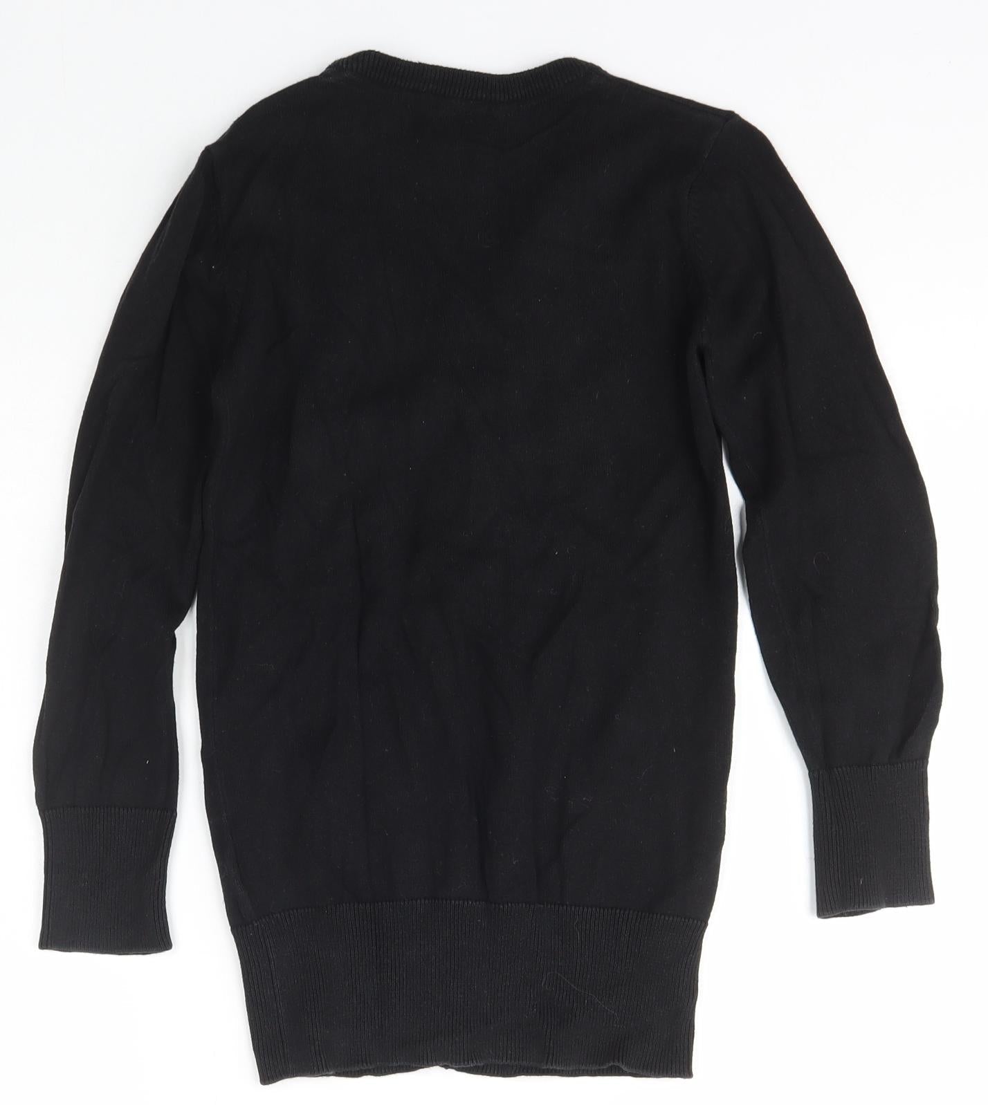 Indigo Girls Black V-Neck  Cotton Cardigan Jumper Size 9-10 Years  Button - Marks and Spencer