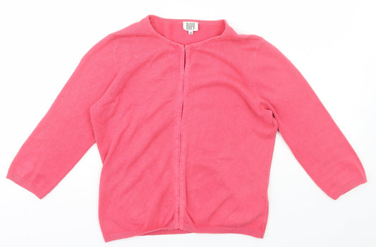 BAY Womens Pink Crew Neck  Cotton Cardigan Jumper Size 10   - hook and eye