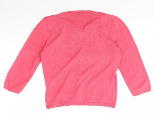 BAY Womens Pink Crew Neck  Cotton Cardigan Jumper Size 10   - hook and eye