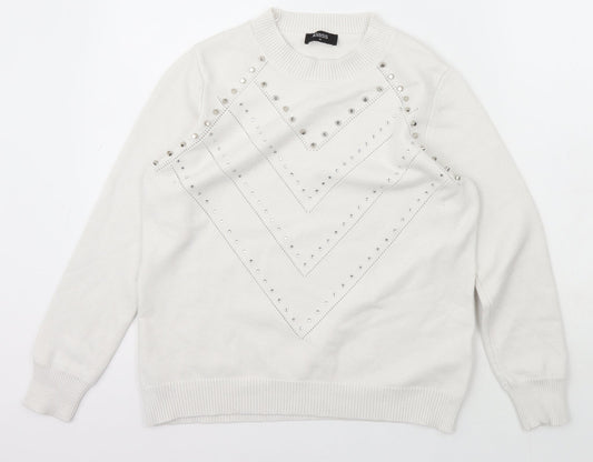 Klass Womens Ivory Mock Neck  Viscose Pullover Jumper Size M