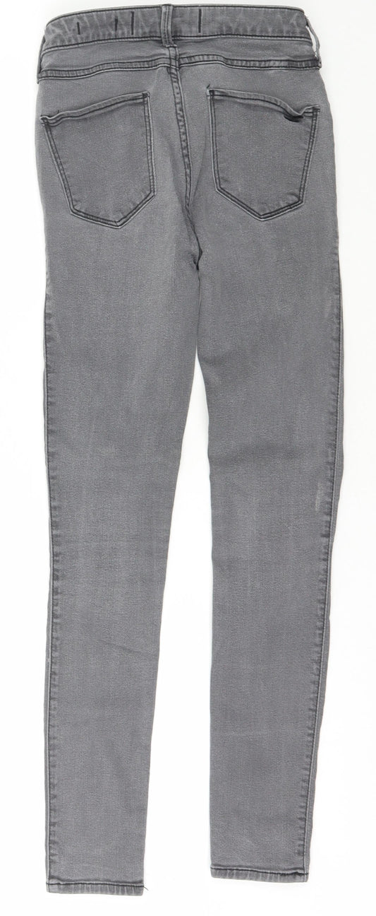 Hollister Womens Grey  Cotton Skinny Jeans Size 25 L28 in Slim Zip