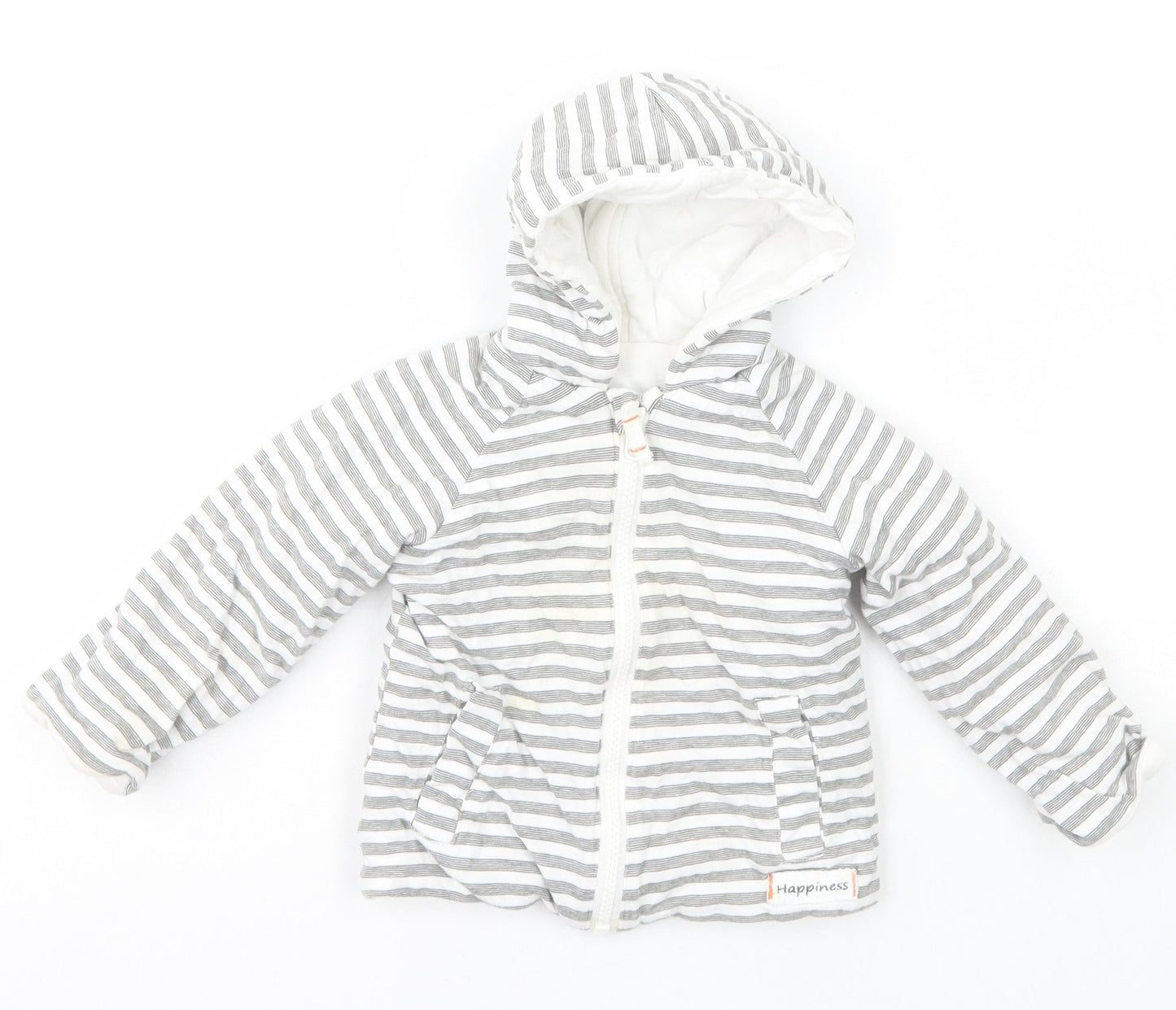 Nutmeg Baby Grey Striped  Jacket Coat Size 9-12 Months   Zip