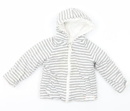 Nutmeg Baby Grey Striped  Jacket Coat Size 9-12 Months   Zip